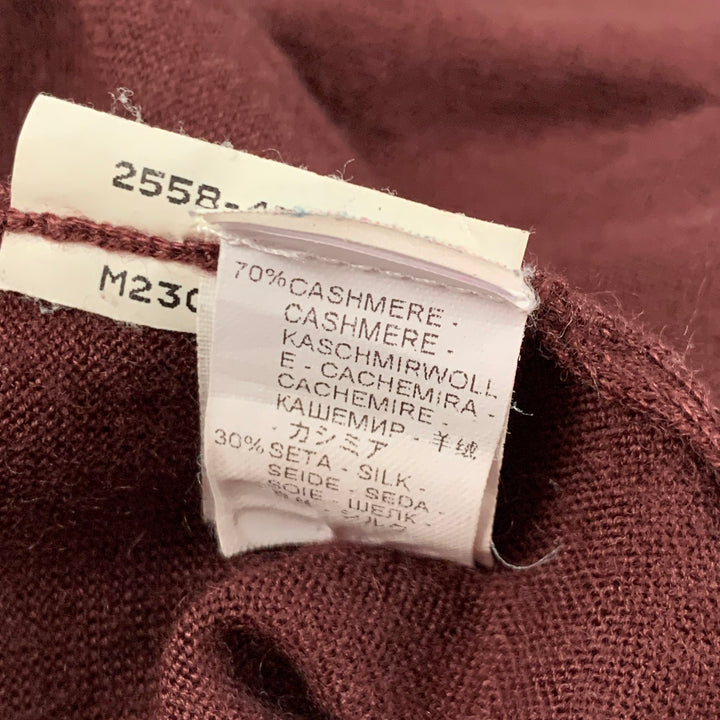 BRUNELLO CUCINELLI Taille XS Pull Zippé En Soie Cachemire Bordeaux