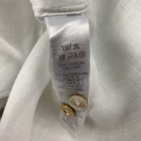 PAUL SMITH Size S White Applique Cotton Nehru Collar Long Sleeve Shirt