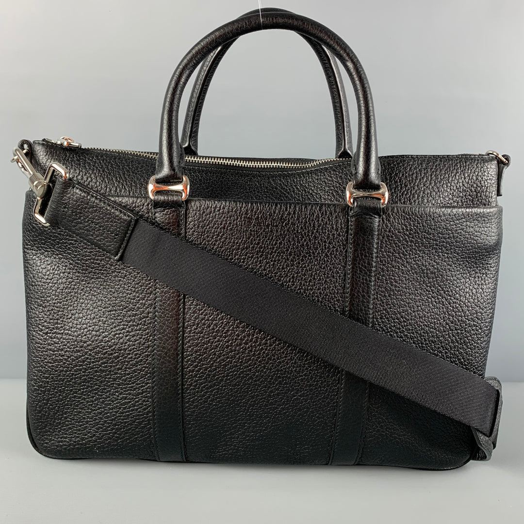 BALLY Black Pebble Grain Leather Shoulder Bag