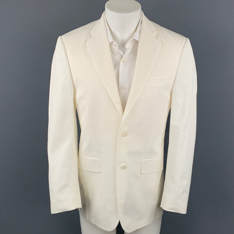BURBERRY LONDON Size 38 White Cotton Notch Lapel Sport Coat