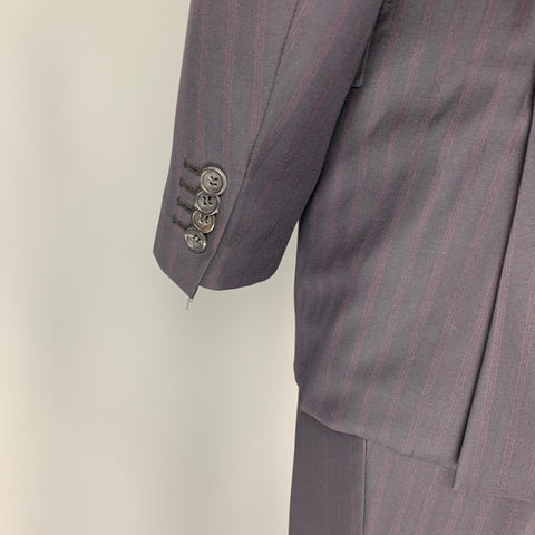 BRIONI Size 42 Navy Stripe Wool Notch Lapel Suit