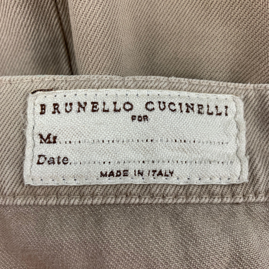 BRUNELLO CUCINELLI Taille 32 Jean à braguette boutonnée en coton beige