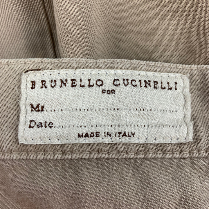 BRUNELLO CUCINELLI Taille 32 Jean à braguette boutonnée en coton beige
