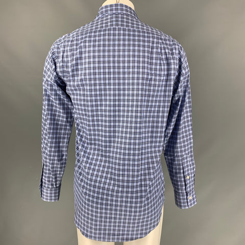 POLO by RALPH LAUREN Size M Light Blue Navy Plaid Cotton Long Sleeve Shirt