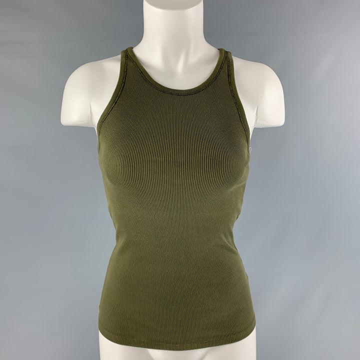 RALPH LAUREN Size S Olive Mercerized cotton Ribbed T-Shirt - Womens
