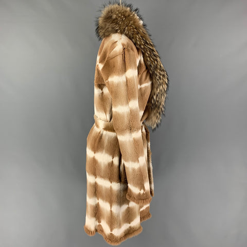 Vintage NIGEL PRESTON Size S Tan Cream Belted Coat