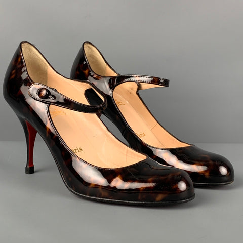 CHRISTIAN LOUBOUTIN Talla 8 Zapatos Mary Jane de carey marrón