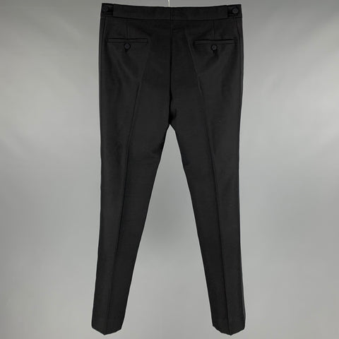 MARC JACOBS Size 32 Black Wool Blend Tuxedo Dress Pants