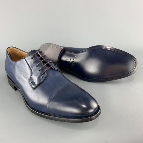PS by PAUL SMITH Size 11 Navy Antique Leather Cap Toe Lace Up Dress Shoes
