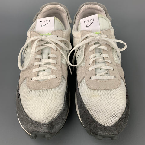NIKE DBreak Type Size 10.5 White & Grey Mesh Suede Sneakers