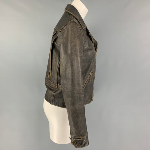RALPH LAUREN Size S Brown Antique Leather Biker Jacket
