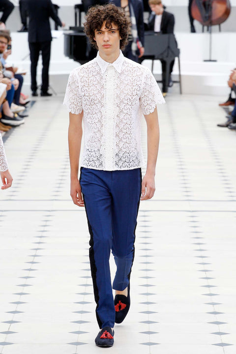 BURBERRY PRORSUM Spring 2016 Size 30 Blue Wool Blend Guipure Dress Pants