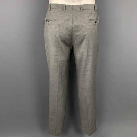 ISAIA Talla regular 48 Traje de solapa de muesca de lana a cuadros verde claro y negro