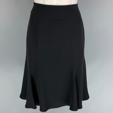 GIORGIO ARMANI Size 2 Black Silk A-line Below Knee Skirt