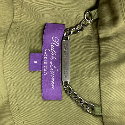 RALPH LAUREN Taille 8 Trench-coat Safari en coton olive / nylon