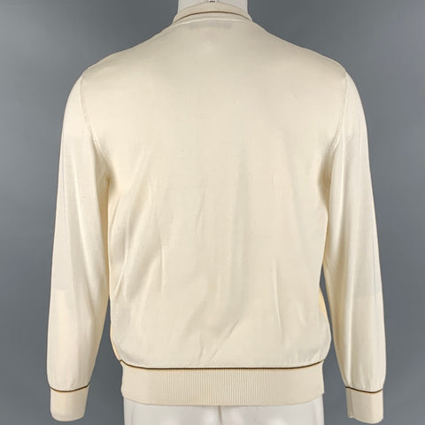 BARCELINO Taille 38 Pull col rond en coton noir crème