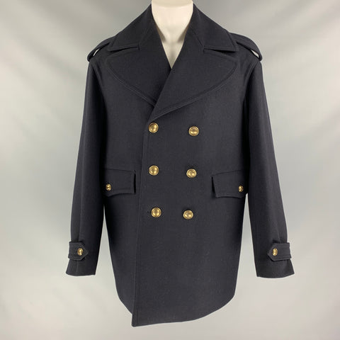 BURBERRY PRORSUM Size M/L Oversized Navy Blue Wool Double Breasted Coat
