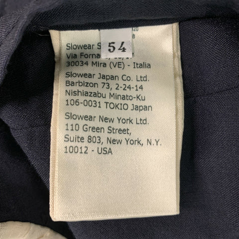 MONTEDORO Chest Size 44 Navy Blue Wool &  Flax Notch Lapel Sport Coat