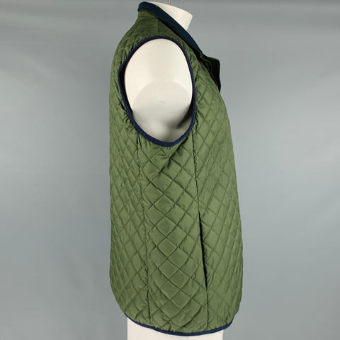 BROOKS BROTHERS Taille XL Gilet zippé en polyester matelassé vert