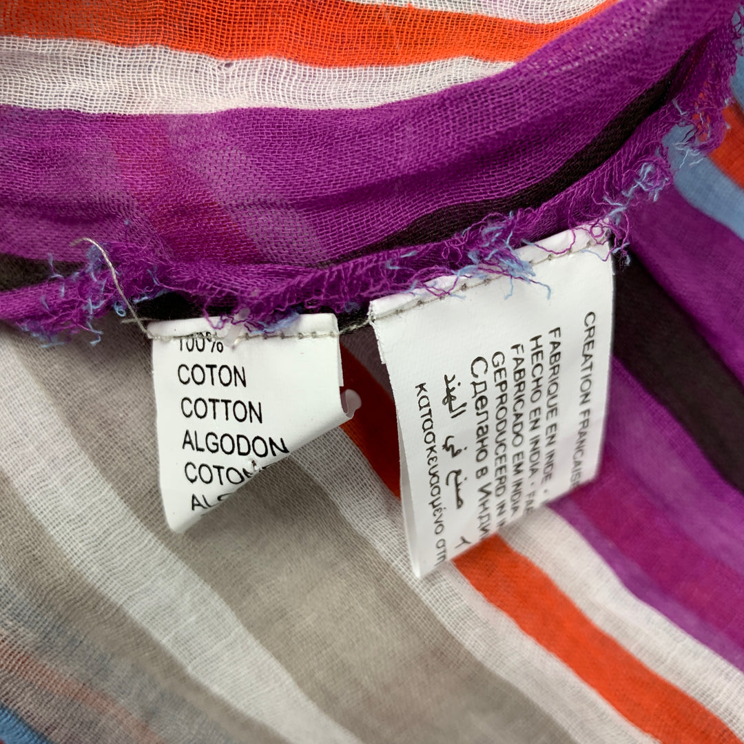 VINTAGE Grey & Purple Stripe Cotton Scarf