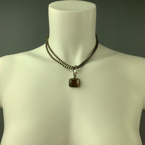 BETH ORDUNA Silver Tone Metal Pearl Layered Necklace