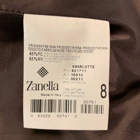 ZANELLA Size 8 Beige Brown Wool Blend Single Breasted Jacket