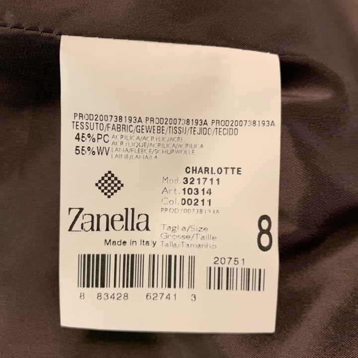ZANELLA Size 8 Beige Brown Wool Blend Single Breasted Jacket