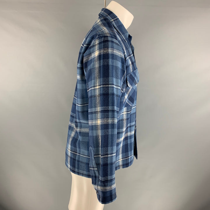 PENDLETON Size M Blue Navy Plaid Virgin Wool Long Sleeve Shirt