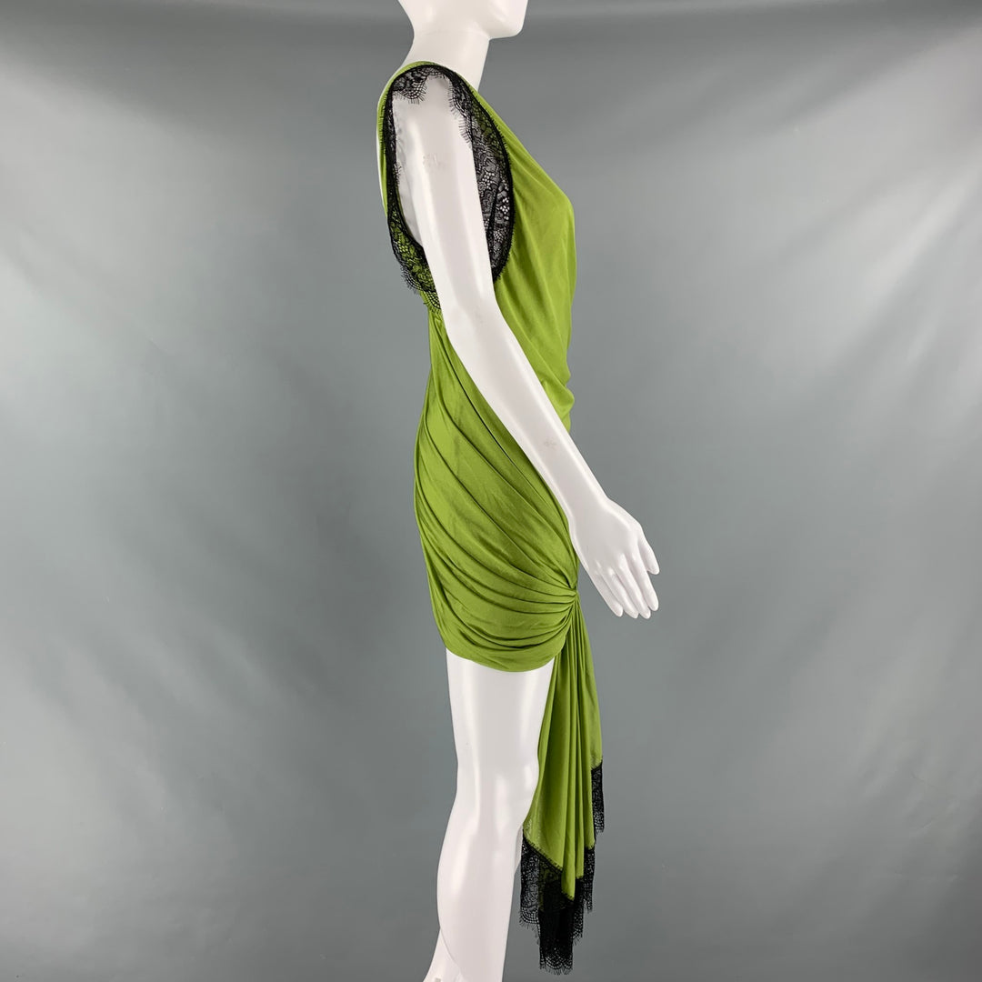 green dress size 6 Entro Forest Green Floral Print Cotton Mini Dress main image 1
