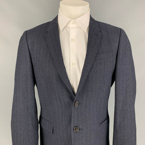 BURBERRY PRORSUM Taille 40 Manteau de sport à revers cranté en laine bleu marine et gris régulier