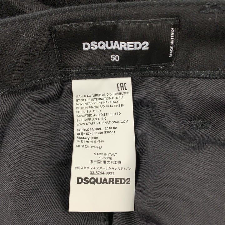 DSQUARED2 Size 34 Black Cotton Button Fly Multi Zippers Casual Pants