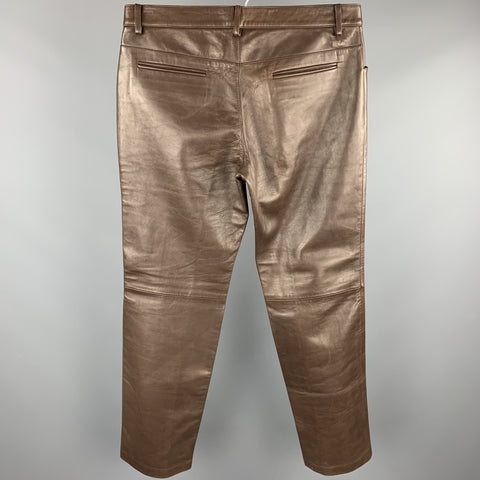 DOLCE & GABBANA Size 36 Brown Leather Flat Front Pants