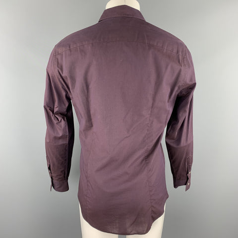 JOHN VARVATOS Size S Eggplant Purple Cotton Button Up Long Sleeve Shirt