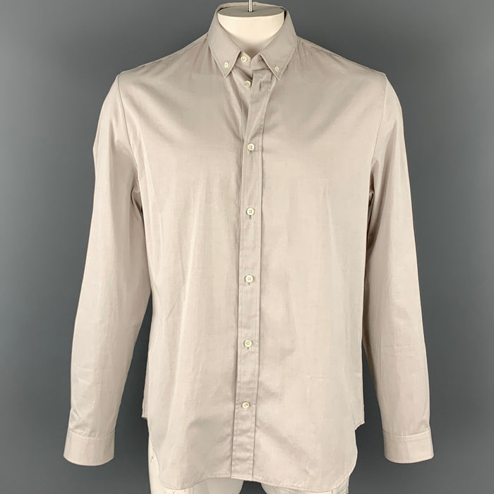 MAISON MARGIELA Size XL Light Grey Cotton Button Down Long Sleeve Shirt