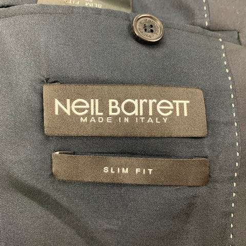 NEIL BARRETT Size 40 Navy Wool Single Breasted Slim Fit Sport Coat