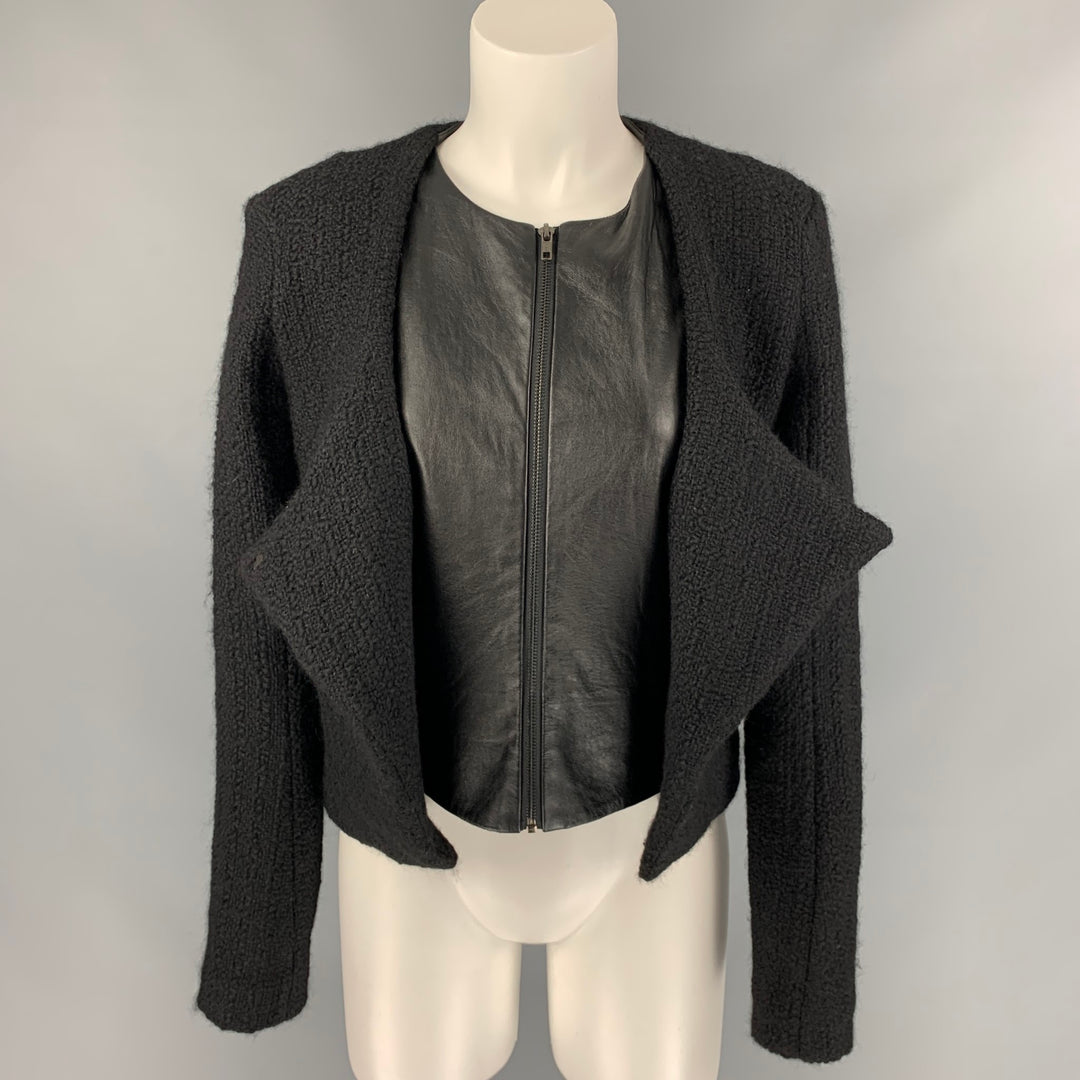 AMERICAN RETRO Eileen Size 0 Black Boucle Wool / Polyester Double Layer Jacket