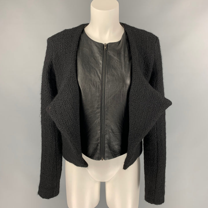 AMERICAN RETRO Eileen Taille 0 Veste double couche en laine boucle noire / polyester
