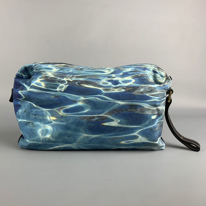 PAUL SMITH Size One Size Blue Water Print Canvas Toiletry Bag