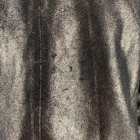 MUUBAA Taille 6 Blouson Bomber en Cuir Argenté Métallisé en Cuir d'Agneau