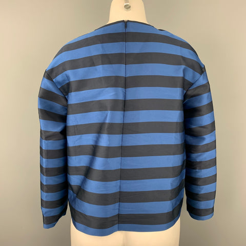 RED VALENTINO Taille 4 Haut habillé en polyester / soie à rayures bleu marine et noir