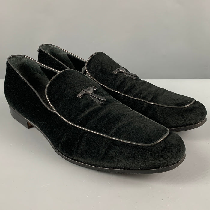 SALVATORE FERRAGAMO Size 12 Black Velvet Tassels Loafers