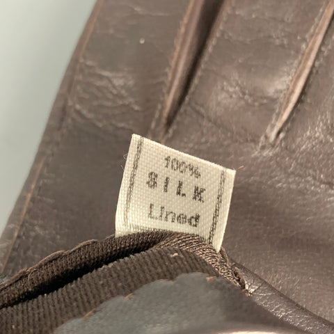 MADOVA Size 6.5 Brown Leather Silk Gloves