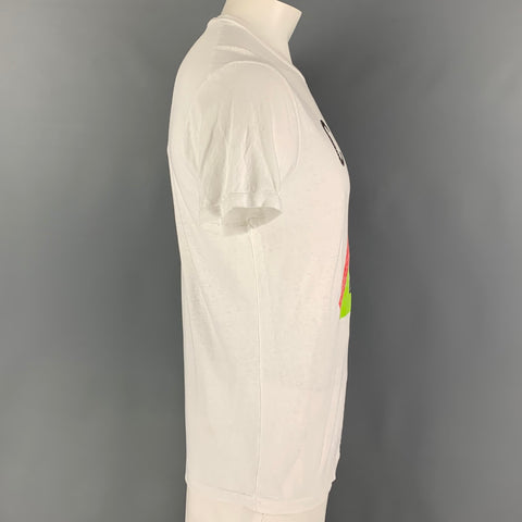 DSQUARED2 Size XL White Caten Graphic Cotton  T-shirt