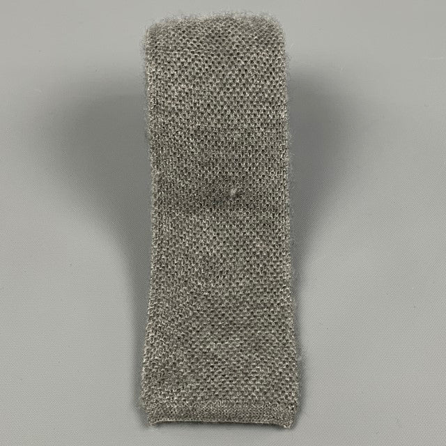 BRUNELLO CUCINELLI Grey Textured Cashmere Silk Tie
