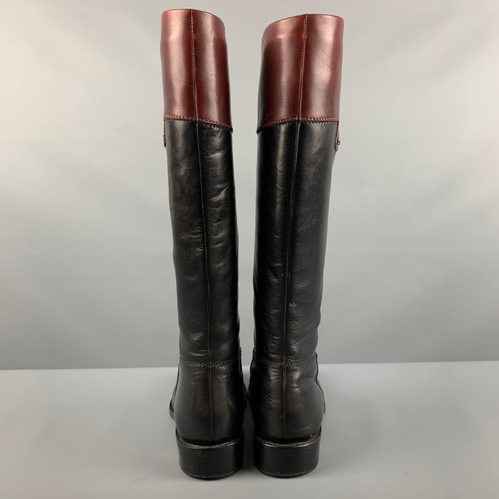 CELINE Size 7 Black Brown Pull On Boots