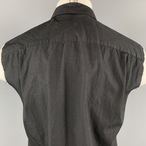 NUMBER (N)INE Size M Black Embellishment Cotton Button Up Sleeveless Shirt