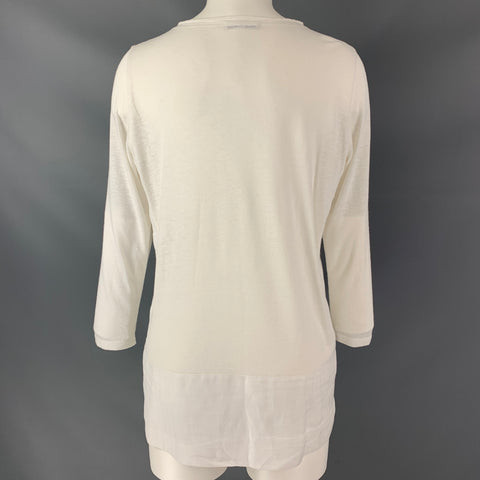 WHYCI Size 8 White Viscose Linen Embroidered Blouse
