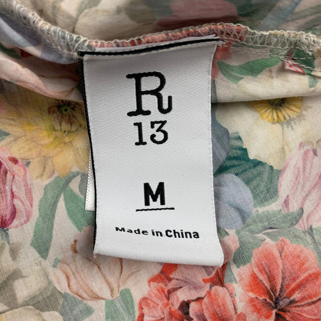R13 Camisa skater de manga corta con botones de algodón floral multicolor talla M