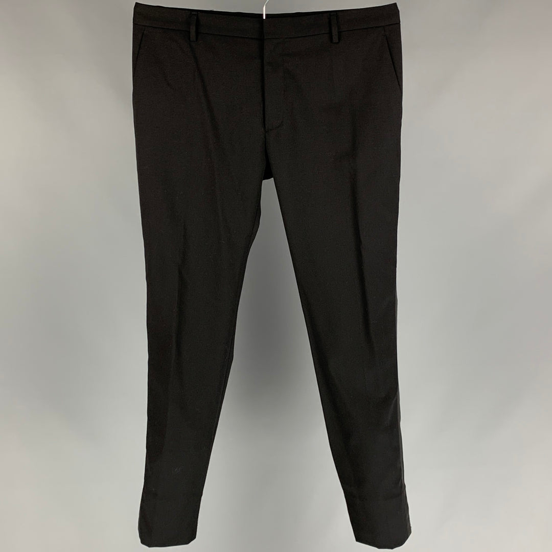 VIKTOR & ROLF Size 34 Black Wool Tuxedo Dress Pants