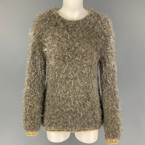 COMME des GARCONS TRICOT Size S Silver Knit Nylon Blend Mary Jane Sweater